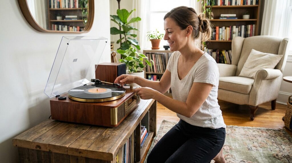 Stylish vintage record players